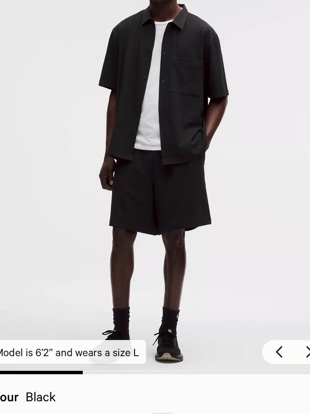New Lululemon Men's Black Textured Airing Easy Camp-Collar Shirt Size Large